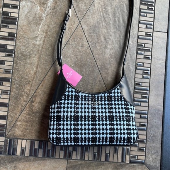 Kate Spade Crossbody Tweed Fabric Blue Multi - Picture 1 of 15